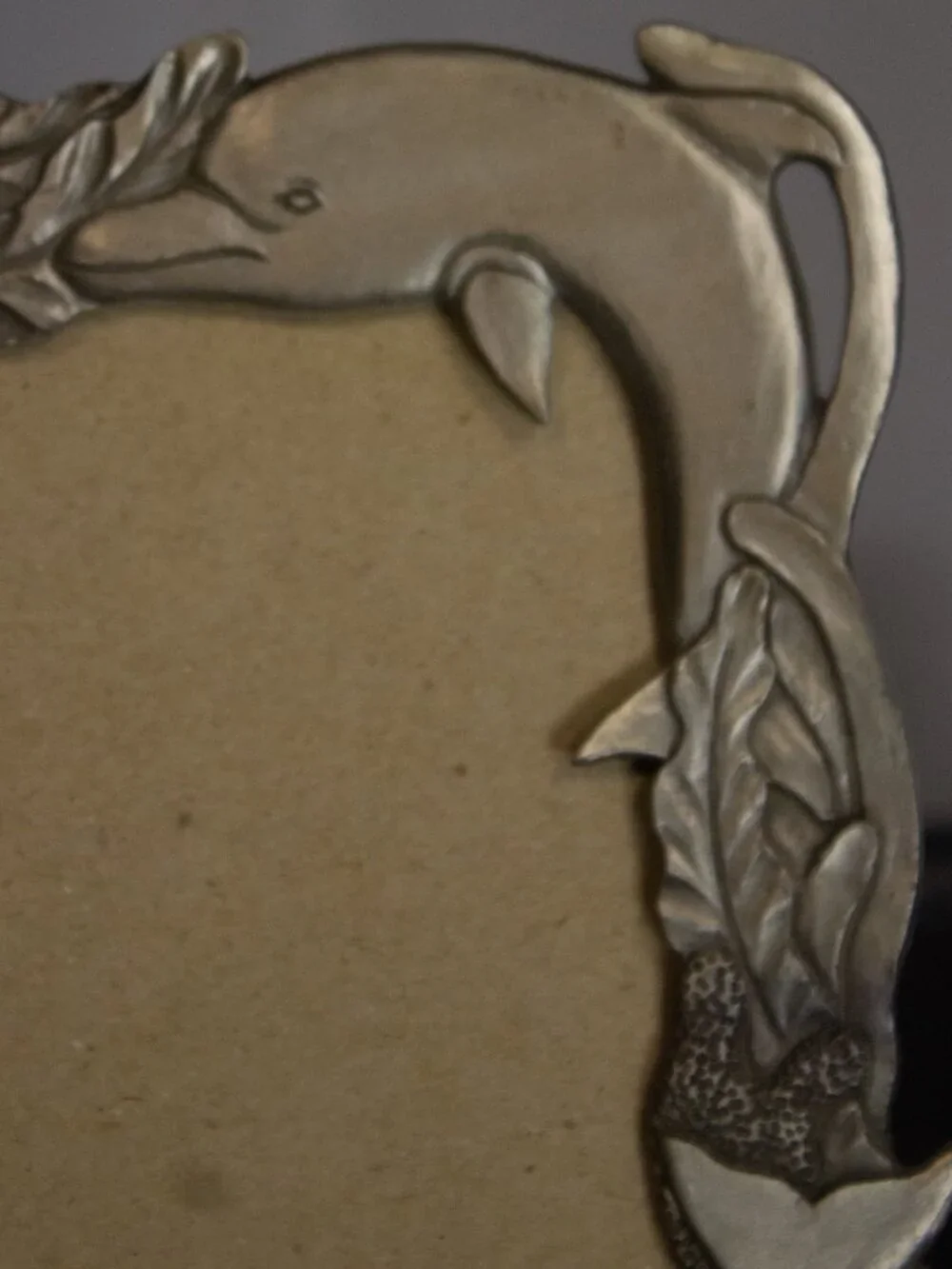 Pewter Dolphin Photo Frame – Coastal Ocean Decor – Detailed Sculpted Design